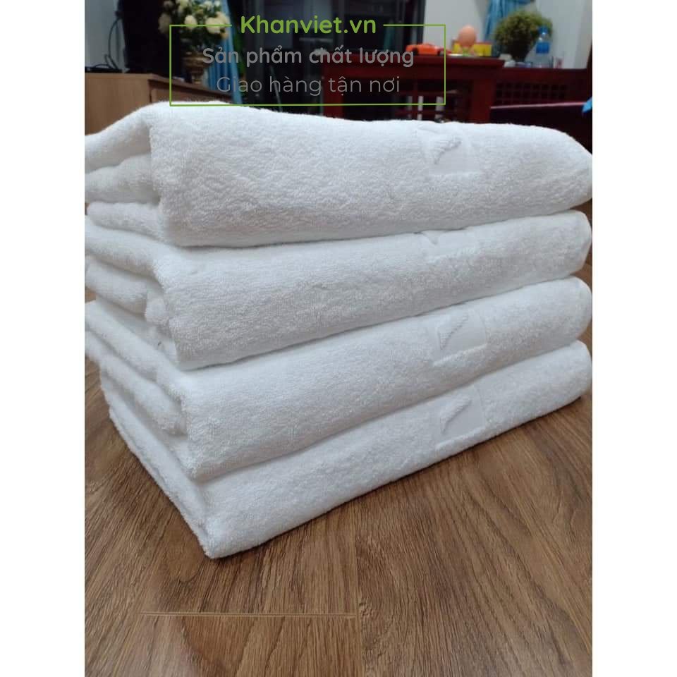 Khăn Tắm Khách Sạn Nhà Nghỉ Homestay Trắng 70x140cm,Ctoton 100%, Có LOGO Cực Kỳ Thấm Hút-KhanVietVN