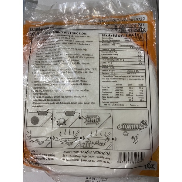 10 Túi bánh đa nem rế gồm 200 lá - bánh đa nem quấn giòn xốp
