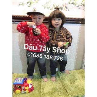 Áo nỉ supreme cho bé 1-5y