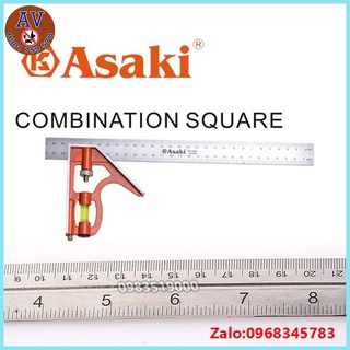 Thước ke góc dài 30cm có kèm thước thủy Asaki hàng chính hãng