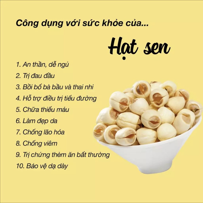 Hạt sen khô nấu chè, cháo, chưng yến táo đỏ thơm ngon