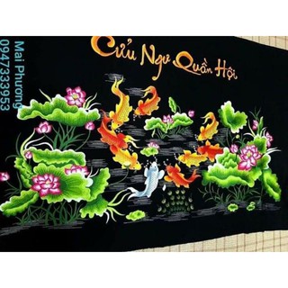 . tranh thêu cửu ngư quần hội là tranh "đã thêu sẵn" về chỉ việc đóng khung