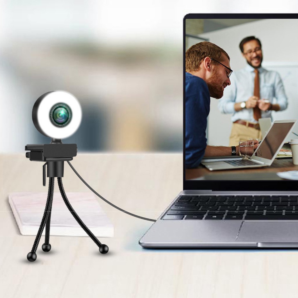 Webcam Full HD 1080p 2K Tích Hợp Đèn Led Trợ Sáng Livestream Có Mic HTZ002 | BigBuy360 - bigbuy360.vn