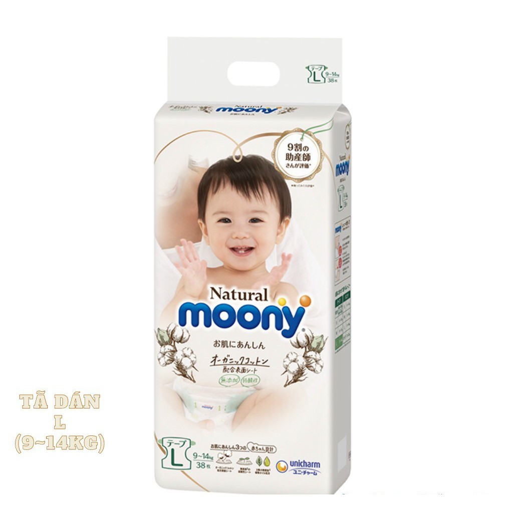 Bỉm Tã Dán Moony Natural Organic L38 (38 Miếng) nội địa Nhật