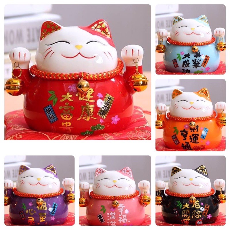 Mèo thần tài may mắn Maneki Neko 10cm (6 màu)