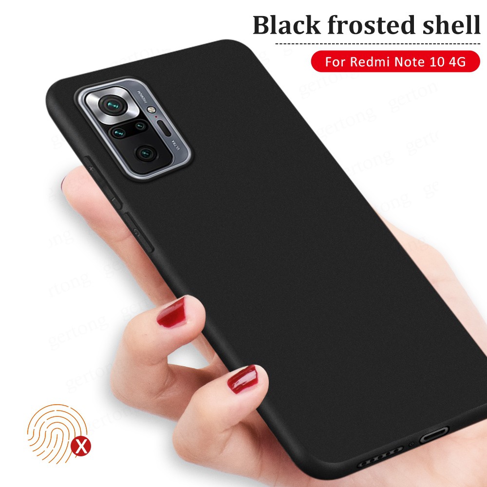 Ốp điện thoại silicon TPU mềm màu đen trơn thiết kế mỏng nhẹ cho Redmi Note 10 9T 9 Pro 9S