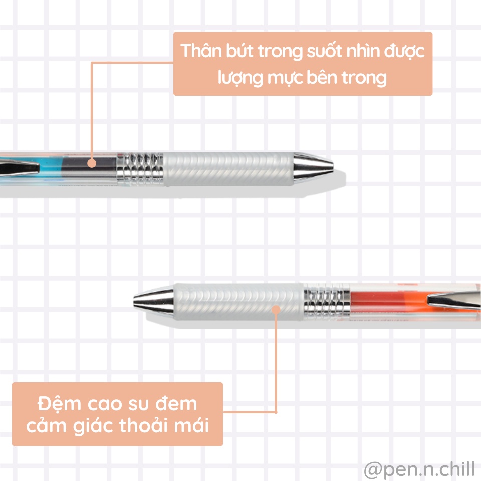 Bút Gel Pentel Energel Infree Trong Suốt Phong Cách Tối Giản - Cỡ ngòi 0.5mm