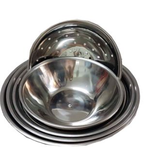 Bộ thau ,rổ inox 6 cái lớn ( 5 thau: 32,34,36,40,45cm và 1 rổ 34 cm)