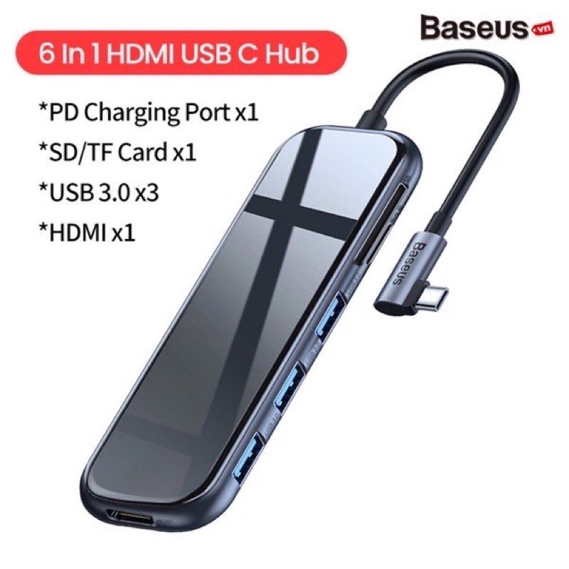 Hub chuyển Đa năng Baseus Superlative 6 in 1: Type-C to 3xUSB3.0,HDMI,PD,TF/SD