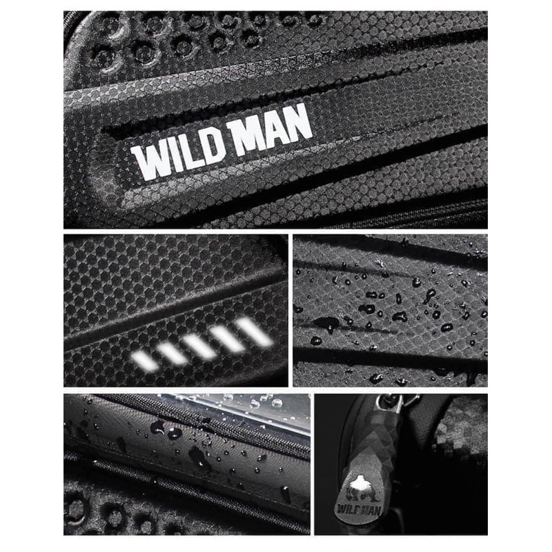 Túi khung xe đạp WILD MAN ES3 220x85x80mm  Chống nước Tương thích điện thoại 6,5&quot; Logo phản quang Chất liệu EVA + TPU