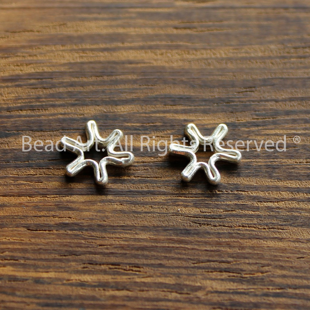 Set 2 Charm Cách - Hình Hoa Tuyết Bạc Karen Thái, Charm Làm Vòng Tay, Trang Sức, Yoga, Phong Thuỷ S45 - Bead Art