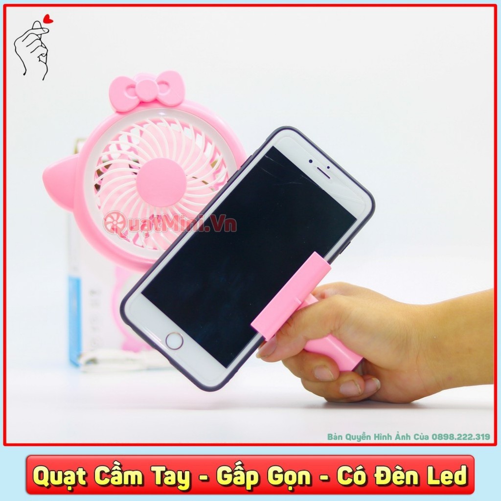 Quạt cầm tay mèo Kitty LED FAN có đế cắm điện thoại