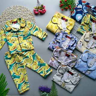 Pizama yukata thô lụa cho bé trai bé gái