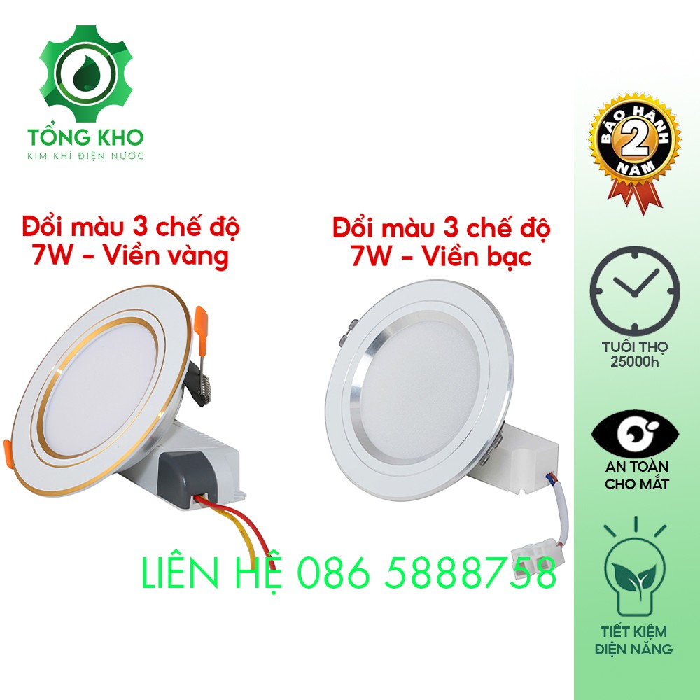 Đèn LED âm trần Downlight Rạng đông lỗ trần 90mm công suất 5W, 7W, 8W, 10W đổi màu, một màu
