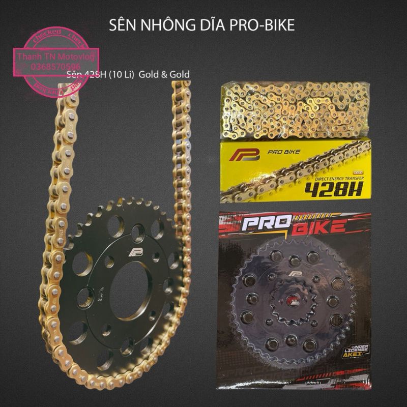 Bộ nhông sên dĩa Pro bike sên ĐEN - VÀNG cho Winner, Winner X Exciter 150 nhập Indonesia