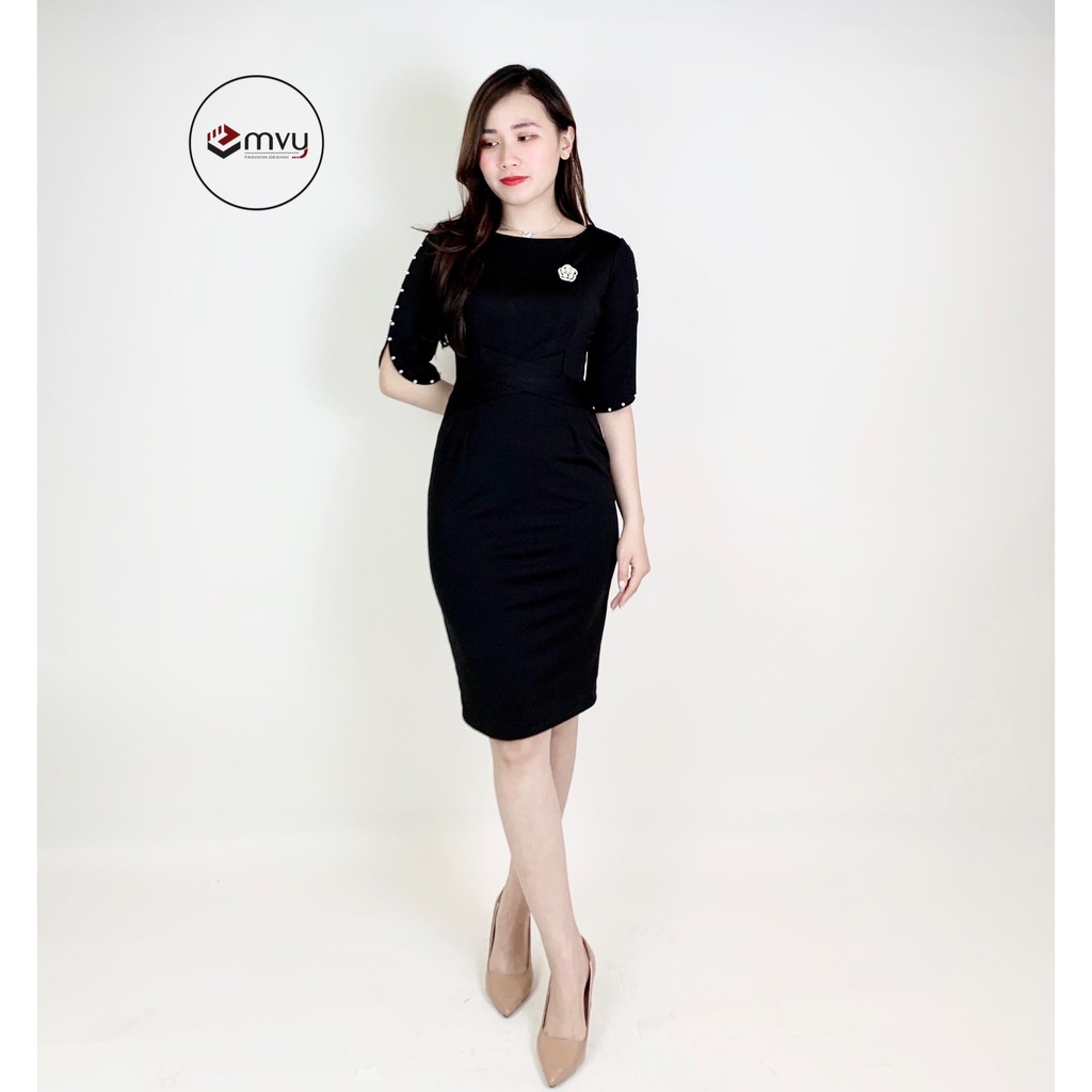 Váy umi body cổ tròn tay đính ngọc tặng kèm tag cài Emvy - K1 | BigBuy360 - bigbuy360.vn