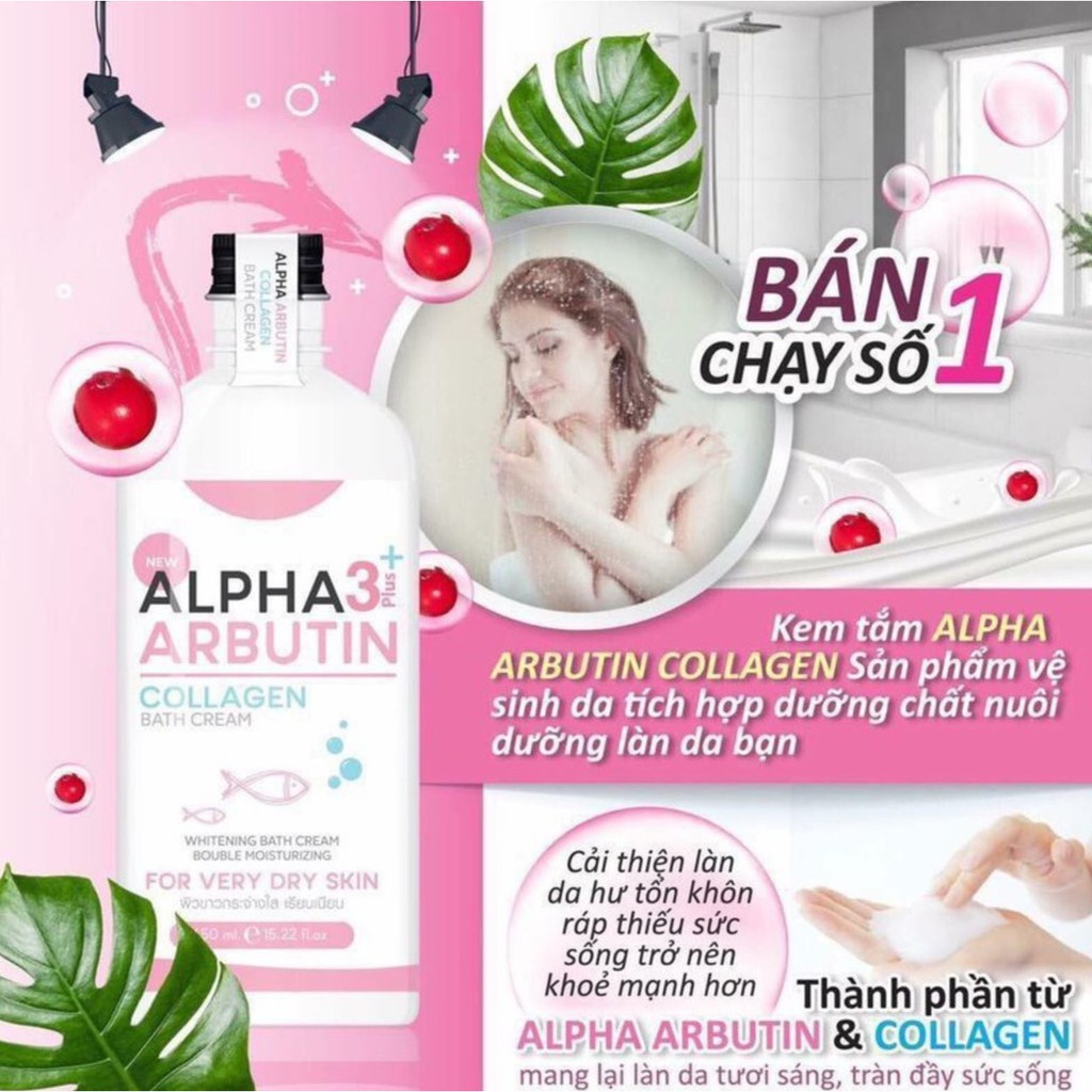 Sữa tắm kích trắng da Alpha abutin Collagen Thái Lan 350ml