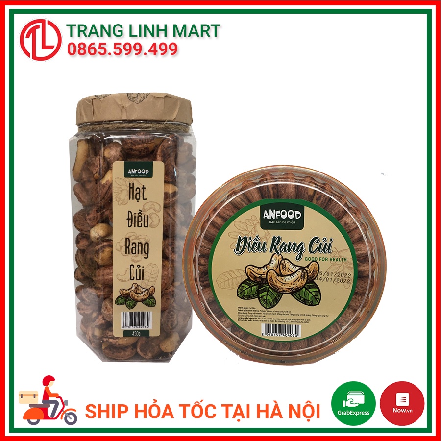Hạt điều rang củi Anfood hộp 450g, hộp 500g
