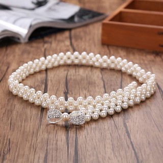 Thắt Lưng Giả Ngọc Trai Thời Trang - Khóa Nơ Tròn