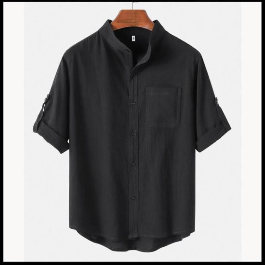 (NT) Áo Sơ Mi Nam Đũi Nhật Cổ Trụ (0)