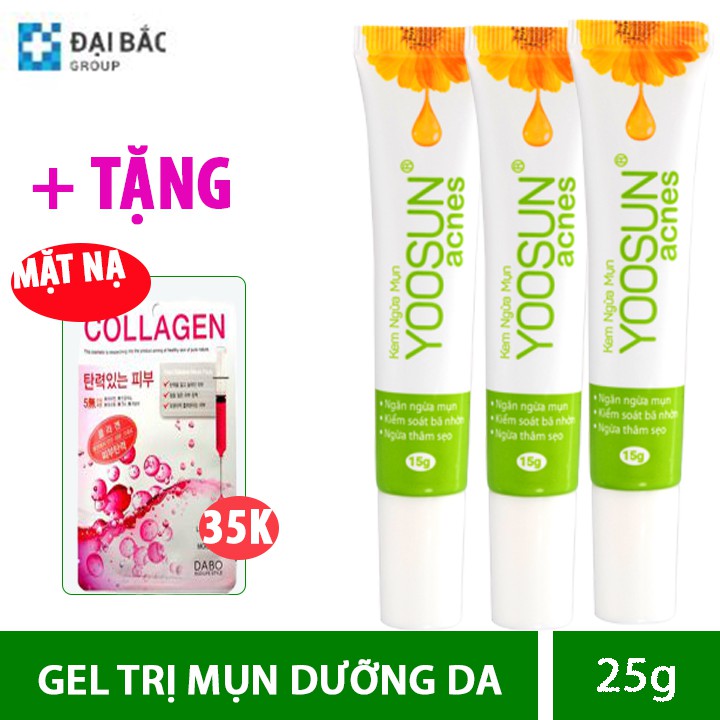 Combo 3 tuýp kem ngăn ngừa mụn, kiểm soát bã nhờn, ngừa thâm sẹo YOOSUN Acnes 15gr tặng kèm 1 bấm móng tay ngộ nghĩnh