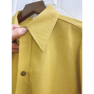 JUNE A06. Áo sơ mi tay dài Linen. Form basic. Có size lớn.