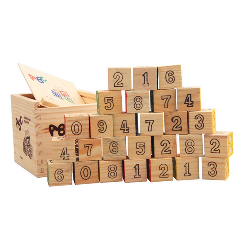 27 Pcs Children Wood Alphabet Blocks Letters Stacking Toys Building Blocks Craft Early Learning Educational Toys Baby Room Decor