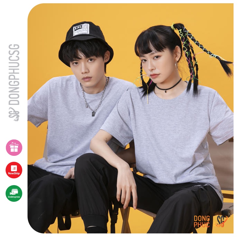 Áo thun trơn unisex màu xám phông basic ulzzang nam nữ cá tính cổ tròn thun 4 cotton chiều dày dặn ATTX | DONGPHUCSG