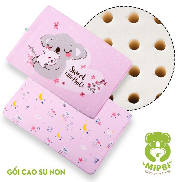 Gối cao su non chống bẹp đầu Mipbi, gối chống bẹp đầu cho bé (tặng kèm vỏ gối thay thế)