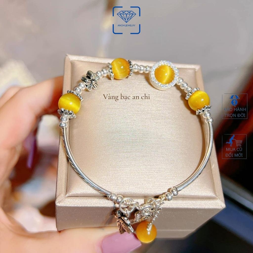 Lắc kiềng tay charm đá thiên nhiên , chuẩn bạc ta nguyên chất. Anchi jewelry
