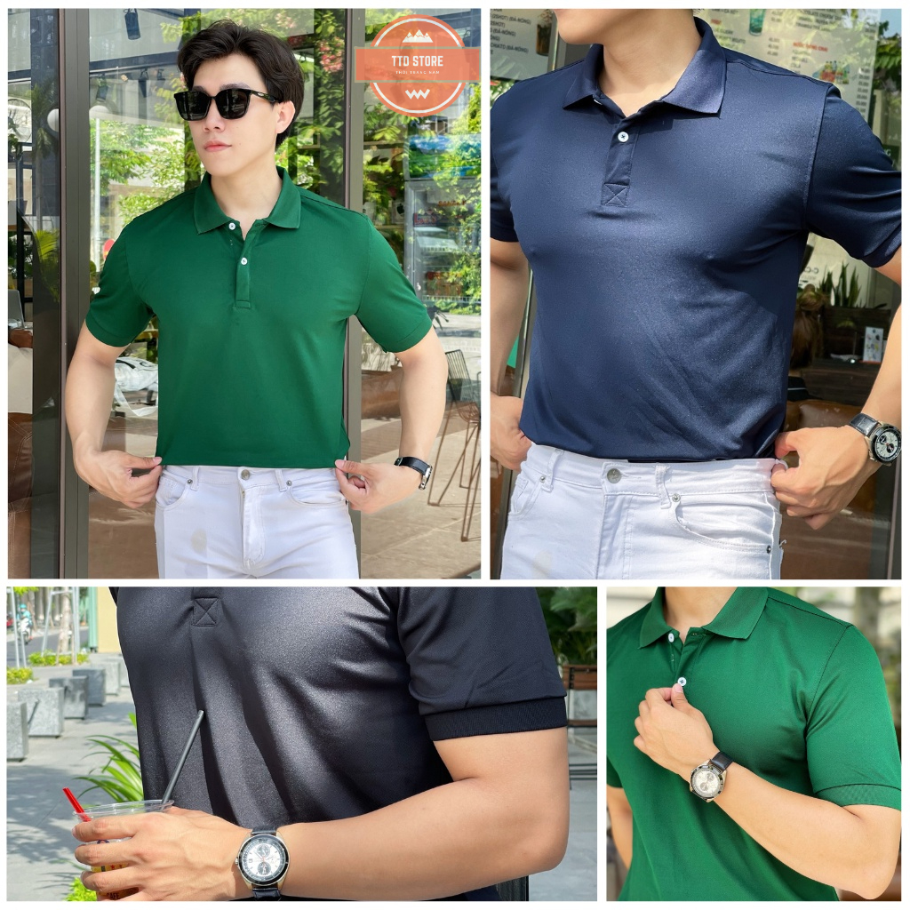Áo thun nam polo cao cấp tay ngắn BASIC áo đẹp phối viền tay cổ phong cách trẻ trung lịch lãm chất da cá sấu dày dặn