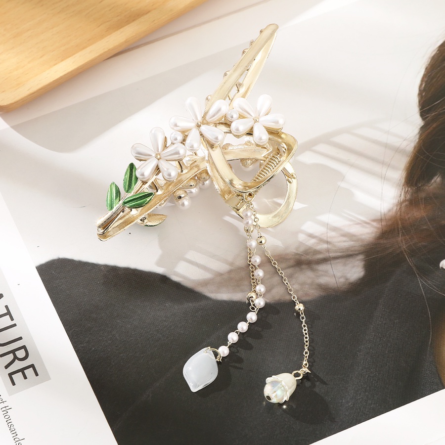 Kẹp Tóc Hình Hoa &amp; Bướm Bằng Hợp Kim Đính Ngọc Trai Kiểu Hàn Quốc