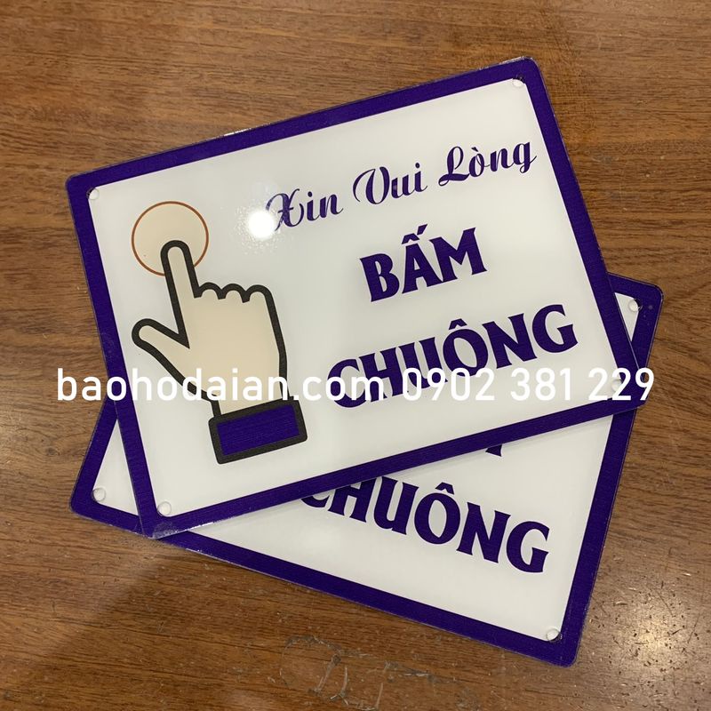 Bảng mica Xin vui lòng Bấm Chuông 15 x 20cm