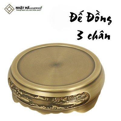 Lư Đồng kèm Đế Đồng đốt nhang vòng, nhang không tăm - Tặng 2 khoanh Nhang Vòng + Búp sen cắm - Chất liệu đồng sang trọng