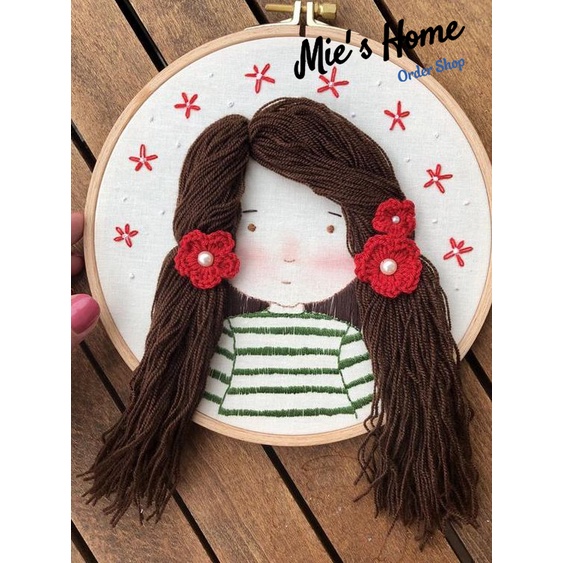 DIY Bộ kit tự thêu tranh cô gái đáng yêu-làm tóc cho cô gái -tự thêu trang trí nhà cửa Decor Handmade - MEO Shop | BigBuy360 - bigbuy360.vn