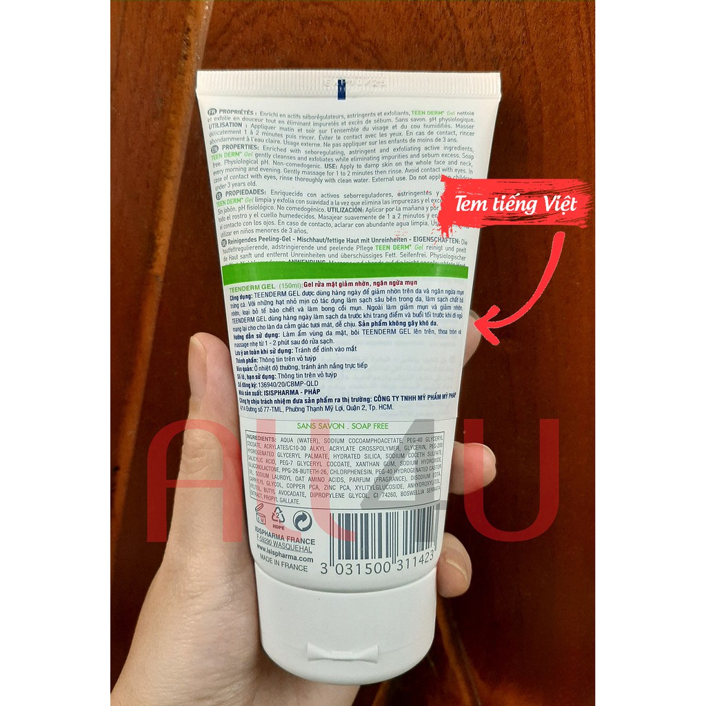 [CHÍNH HÃNG CÓ TEM] [MẪU MỚI] ISIS Pharma Teen Derm Gel 40mL & 150mL - Gel Rửa Mặt Giảm Nhờn Và Ngăn Ngừa Mụn.