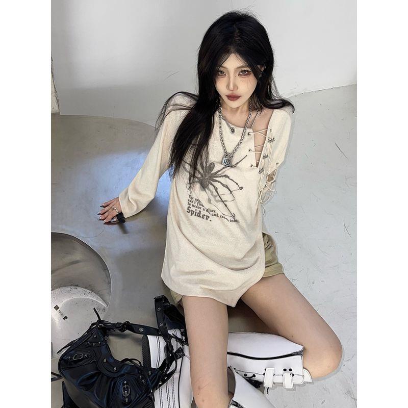 Áo Thun Nữ Trễ Vai Dáng Rộng Xẻ Tà Phong Cách Hàn Quốc Thời Trang Xuân Hè