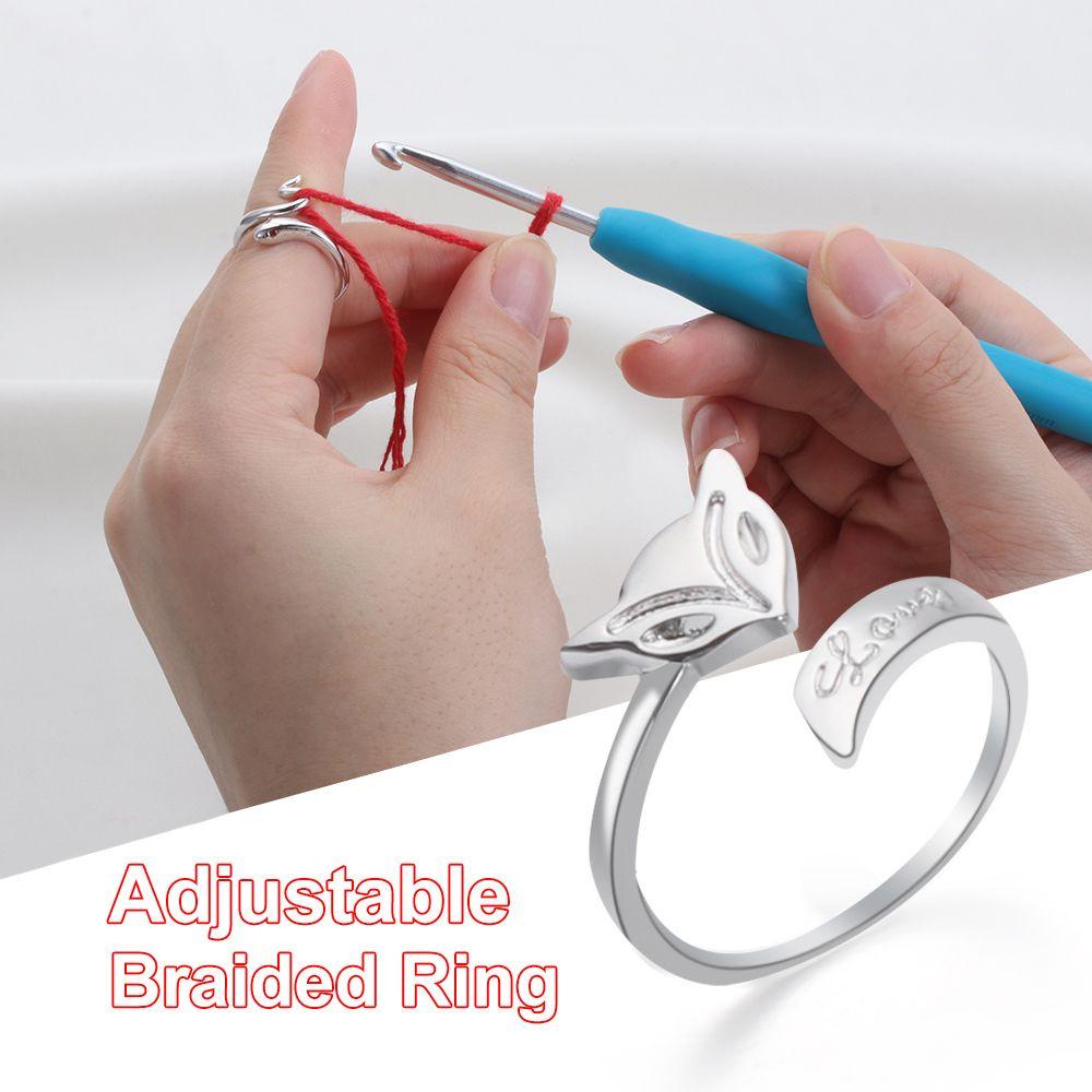 Vòng Đan Len Thủ Công Có Thể Xoay Vòng Hình Ong / Cáo / Rắn Thimble