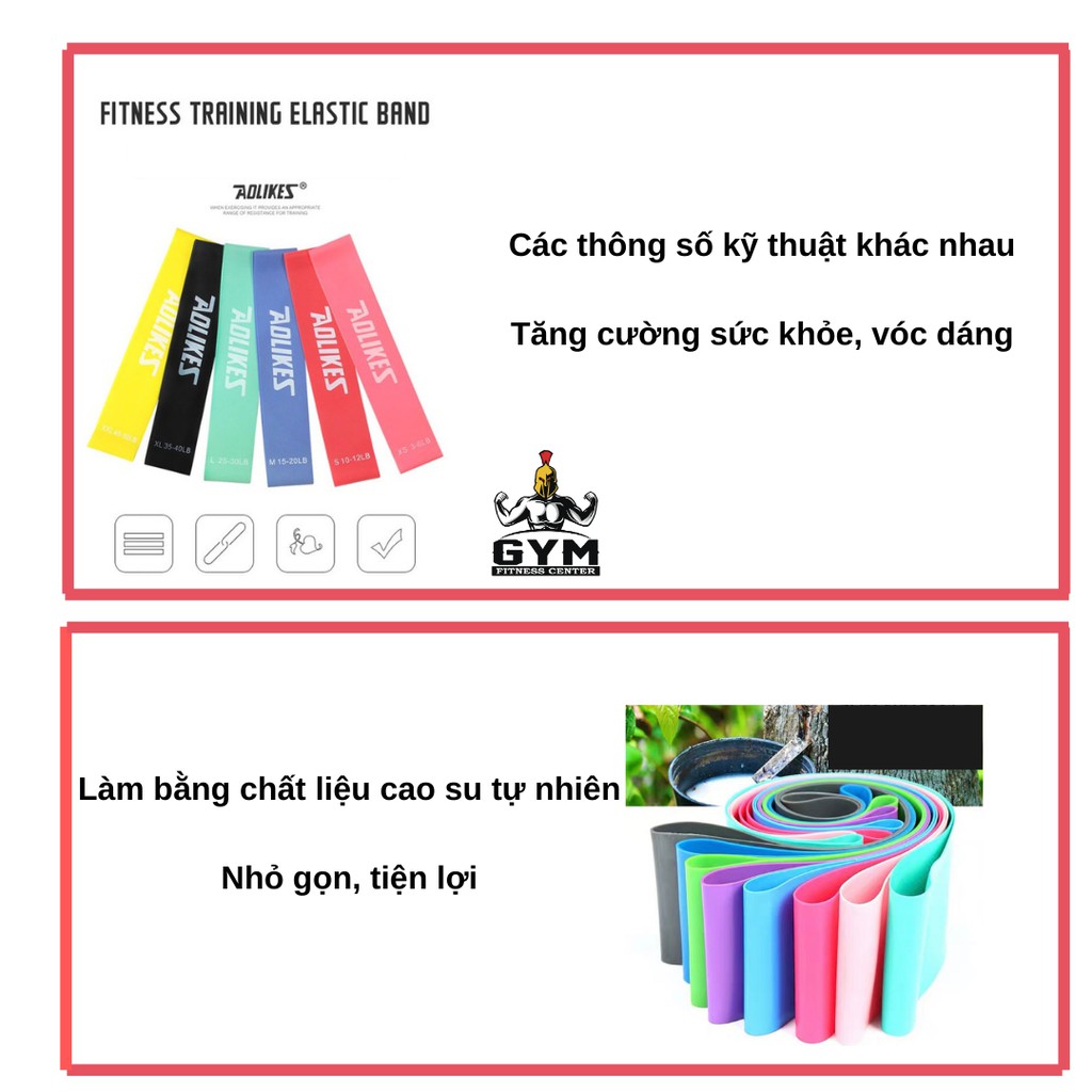 [Mã FASHIONT4MA2 giảm 10K đơn 50K] Dây Miniband, Dây Cao Su Kháng Lực Aolike Tập Chân, Tập Mông Aolikes AL3601