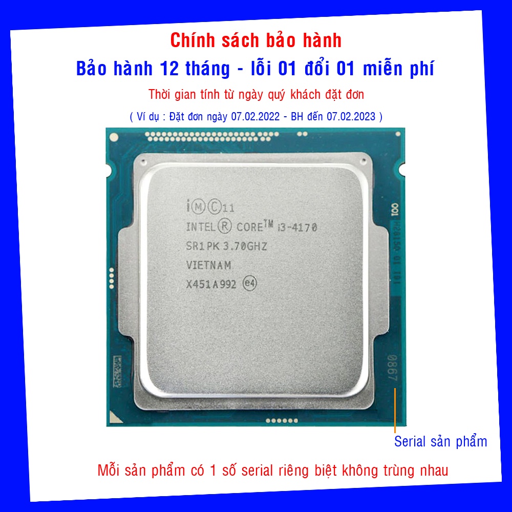 Cpu intel core i3 4170 tốc độ cao 3.7ghz BH 01 tháng / tặng keo tản nhiệt