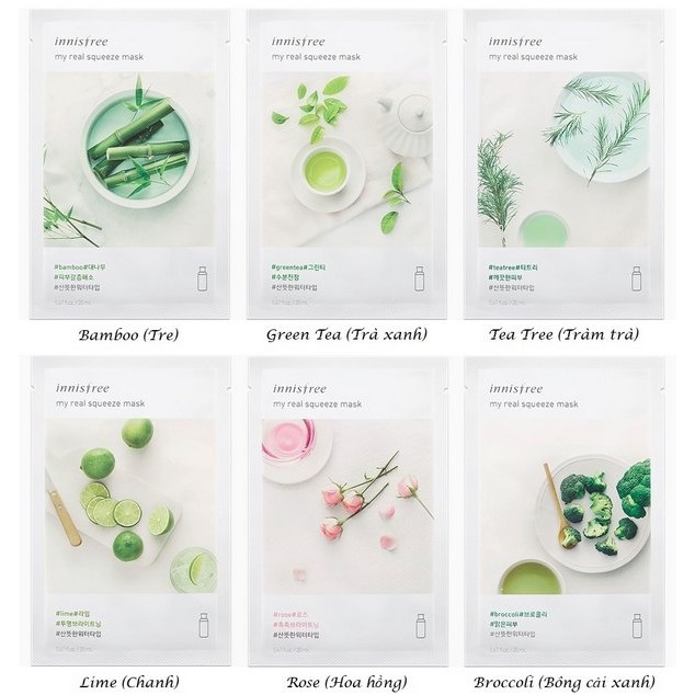 Mặt Nạ Innisfree It's Real Squeeze Mask..Combo 10 miếng.