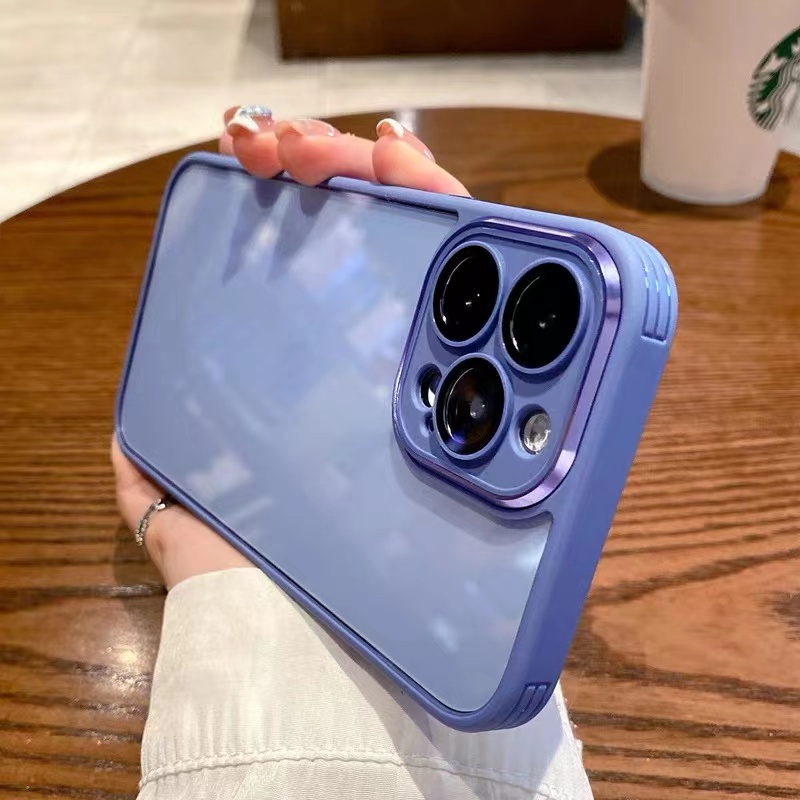 Ốp Điện Thoại Silicon acrylic Cứng Trong Suốt Bảo Vệ Ống Kính Máy Ảnh Sang Trọng Cho iPhone 11 12 13 14 Pro max