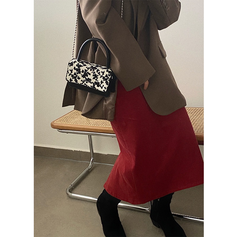 Túi Đeo Chéo Nắp Gập Phối Dây Xích Họa Tiết Hoa Phong Cách Cổ Điển Dễ Thương Dành Cho Nữ