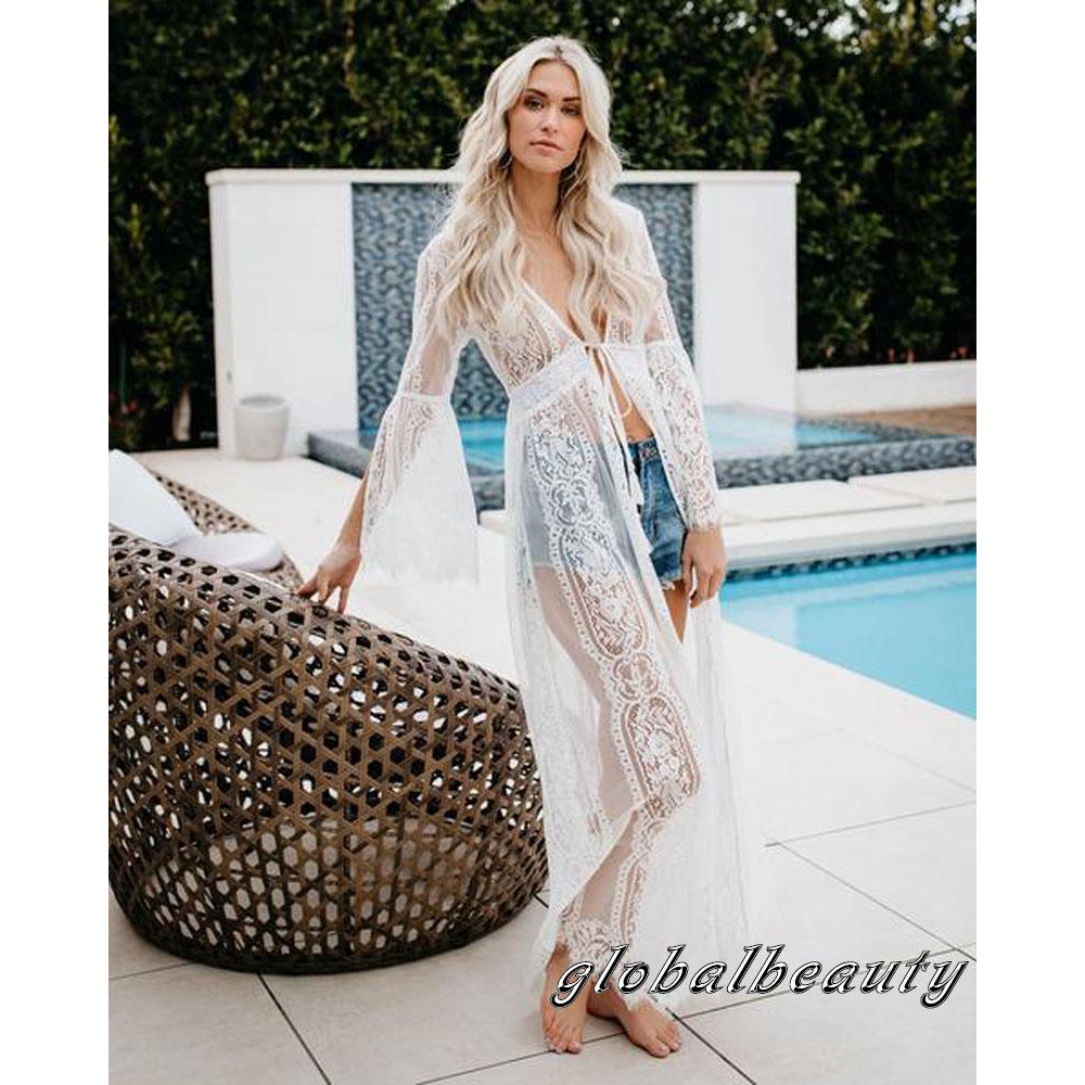 Đầm dệt kim phối ren đi biển thời trang