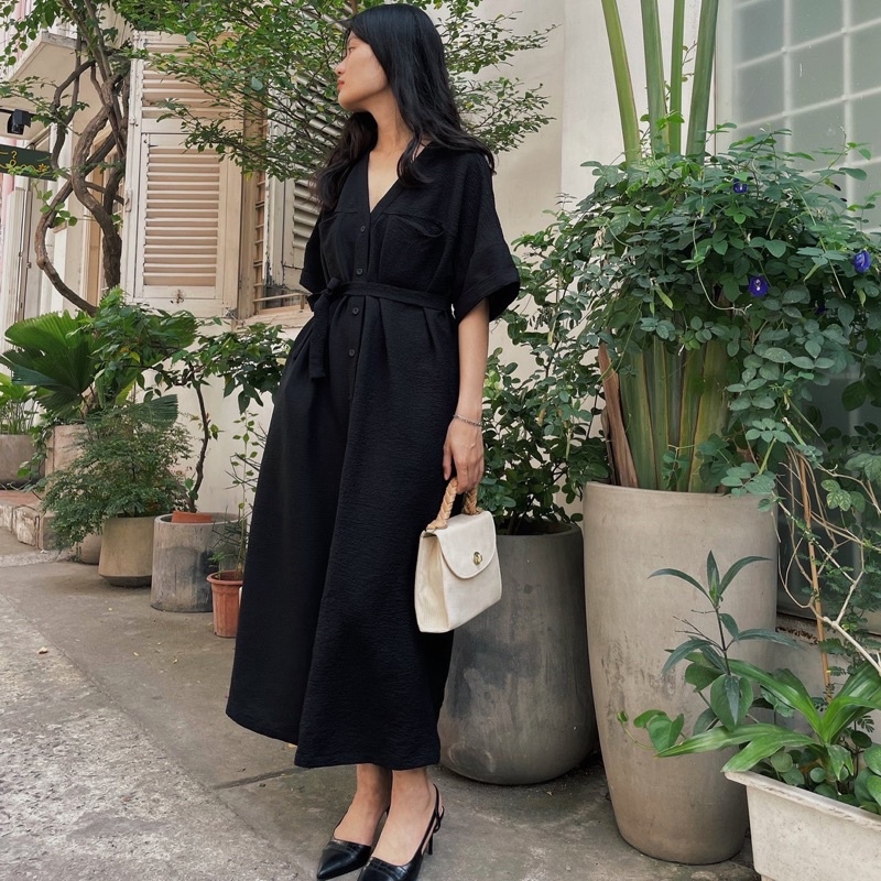 Đầm cổ V form suông rộng - Vivi Dress