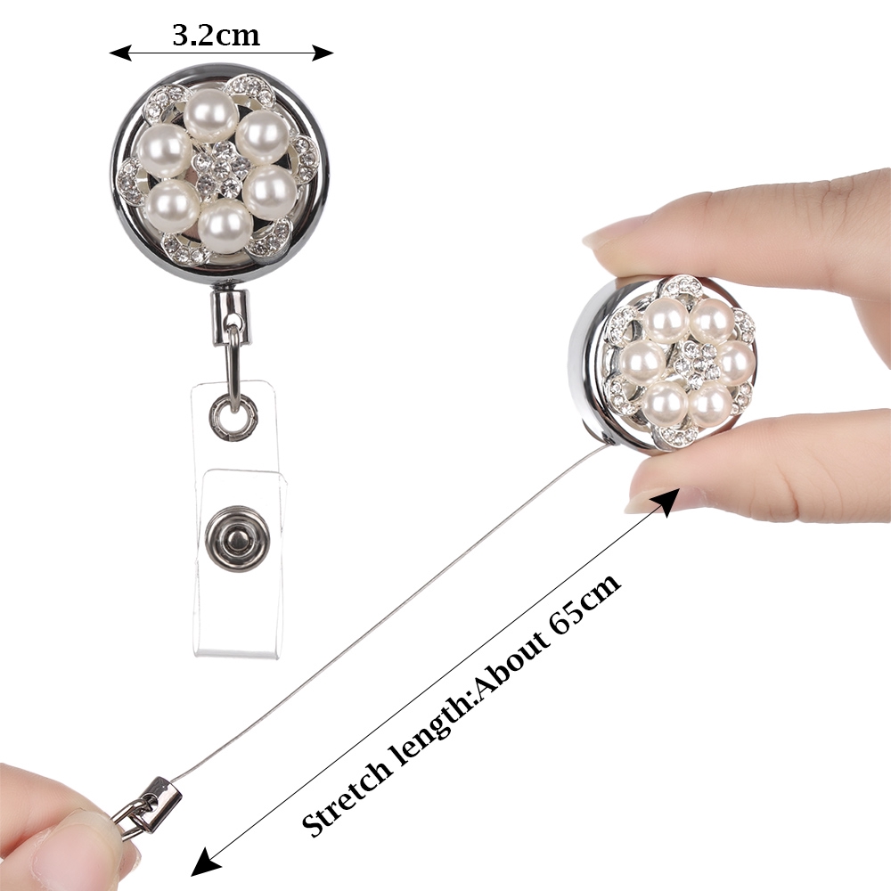 1 Kẹp Giữ Bảng Tên ID Họa Tiết Ngọc Trai Có Thể Thu Gọn Tiện Dụng Giá Đỡ