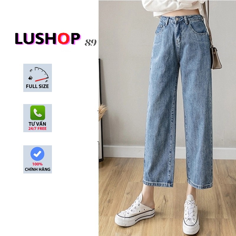 Quần jean bò ống rộng quần jean bò ống suông jeans nữ lưng cao cạp cao quần nữ đẹp hot QT06 lushop89 | BigBuy360 - bigbuy360.vn