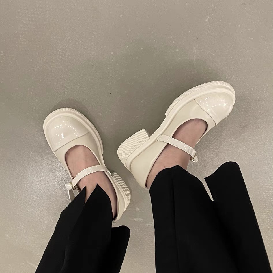 Giày búp bê dây cài đế cao 3p, giày nữ dáng lolita đáng yêu quai ngang dễ phối đồ