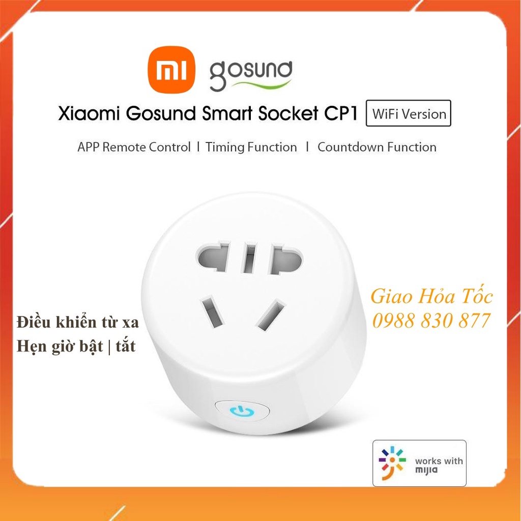 GIAO HỎA TỐC - Ổ cắm wifi thông minh Xiaomi Gosund CP1 tắt mở bằng điện thoại kết nối wifi hẹn giờ tắt mở