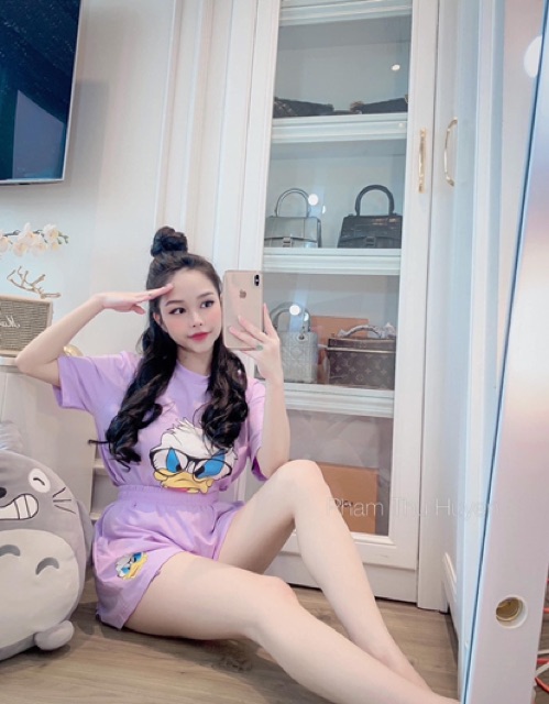Bộ Phông Mặc Nhà Hình Vịt Siêu Xinh (Video + Ảnh Thật), Bộ Ngủ Vịt Cao Cấp